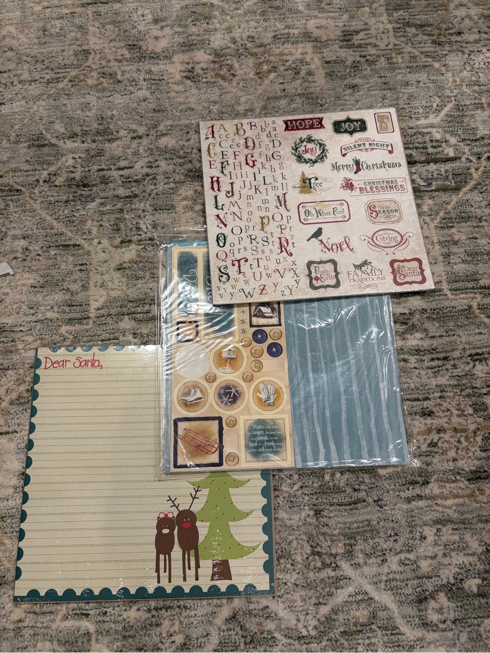 Holiday Stationery Set - Blue, Green, Cream